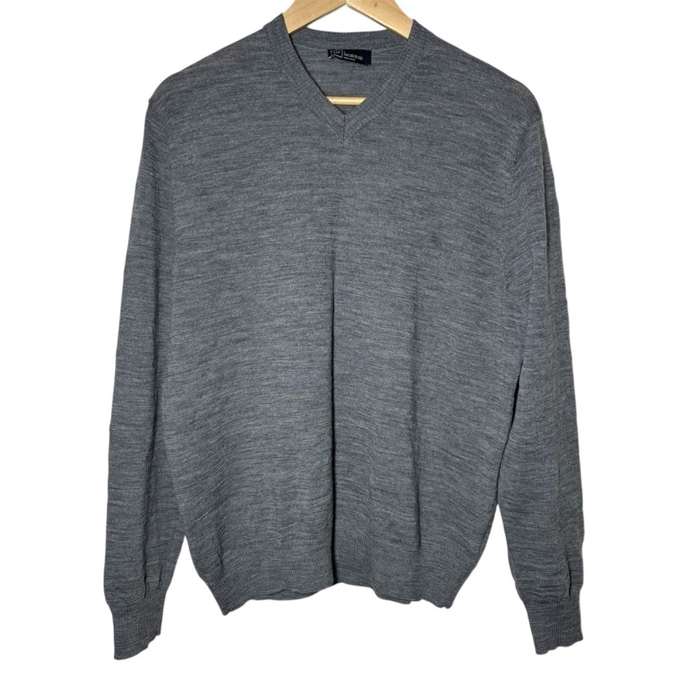 Gap Sweater Men's Large Slub Merino Wool Pullover Gray Light Preppy Minimal FLAW